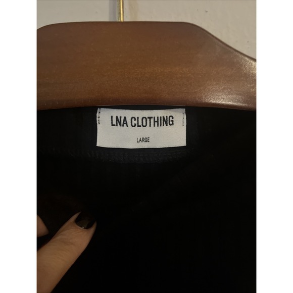 LNA Lir Ribbed Midi Dress Size L Large Black - Picture 3 of 7